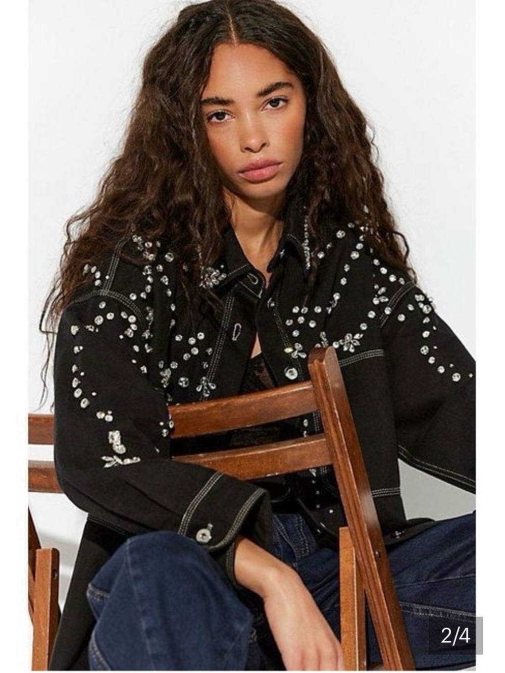 Free People Black Bells Embellished Shacket In Black Size Medium - Picture 2 of 4